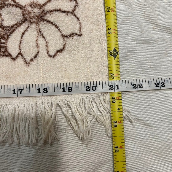 Vintage 70s CANNON Bath Towels Floral Retro Blue Yellow Fringe Cottagecore Trad - Picture 8 of 8